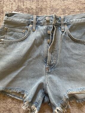 Agolde Parker Short Light Blue High-Rise Denim Shorts with Button Fly
